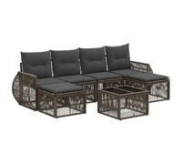vidaXL Set di divani da giardino, 7 pezzi, grigio e grigio scuro, divano da giardino moderno, resistente alle intemperie, modulare, set da patio contemporaneo, loveseat imbottito, benessere all'aria