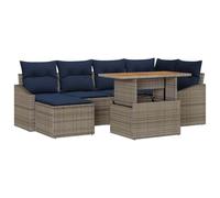 vidaXL Set di divani da giardino, 7 pezzi, grigio poli rattan, giardino e terrazza, set modulare esterno, leggero, resistente ai raggi UV, scomparti per riporre le sedute estive