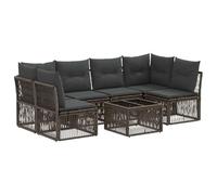 vidaXL Set di divani da giardino, 7 pezzi, grigio polyrattan, divano da giardino moderno, mobili da esterno resistenti alle intemperie, design modulare, comfort per rilassarsi e cenare all'aperto