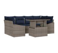 vidaXL Set di divani da giardino, 7 pezzi, grigio polyrattan, divano modulare esterno, set di rattan, mobili da giardino resistenti al sole, ideale per piccole terrazze