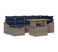 vidaXL Set di divani da giardino, 7 pezzi, grigio polyrattan, mobili da giardino moderno, divano in rattan, mobili da esterno resistenti, leggeri, con vano portaoggetti