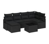 vidaXL Set di divani da Giardino 7 Pezzi Nero polyrattan con Cuscini, Design modulabile, Piedini Regolabili, Adatto per Uso Esterno, Perfetto per patii e balconi. Area Salotto di Lusso Resistente al