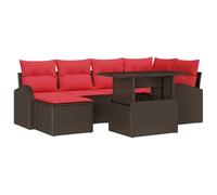 vidaXL Set di divani da giardino, 7 pezzi, marrone in polyrattan, divano modulare moderno per giardino e terrazza, leggero, resistente al sole, con spazio portaoggetti, ideale per l'estate