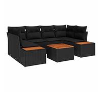 vidaXL Set di divani da Giardino 7 Pezzi Neri in policarbonato con Cuscini. Mobili da Esterno Impermeabili, Tavolo con Spazio per riporre, Design modulare. Perfetto per Patio e terrazze, Offre Un Lo
