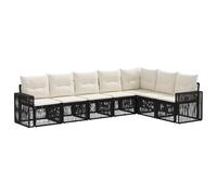 vidaXL Set di divani da giardino, 7 pezzi, nero e bianco crema, divano da giardino moderno e resistente alle intemperie, set modulare, relax all'aperto, rattan e cuscini in schiuma
