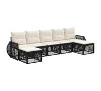 vidaXL Set di divani da giardino, 7 pezzi, nero e bianco crema, divano modulare moderno, resistente alle intemperie, ideale per giardini, mobili da giardino e sedie flessibili