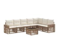vidaXL Set di divani da giardino, 8 pezzi, beige e bianco crema, divano da giardino moderno e resistente alle intemperie, set modulare, relax all'aperto, rattan e cuscini in schiuma