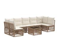 vidaXL Set di divani da giardino, 8 pezzi, beige polyrattan, divano da giardino, design moderno modulare, resistente alle intemperie, mobili comodi per rilassarsi