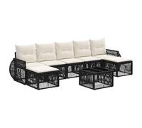 vidaXL Set di divani da giardino, 8 pezzi, colore nero e bianco, crema, moderno divano da giardino, resistente alle intemperie, mobili componibili, perfetto per esterni