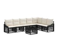 vidaXL Set di divani da giardino, 8 pezzi, colore nero polyrattan, divano da giardino modulare, resistente alle intemperie, con gambe regolabili, ideale per un patio confortevole