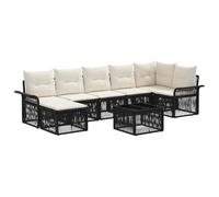 vidaXL Set di divani da giardino, 8 pezzi, colore nero, polyrattan, mobili da giardino moderni, mobili modulari resistenti alle intemperie, divano regolabile in rattan con cuscini rimovibili