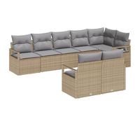 vidaXL Set di divani da Giardino 8 Pezzi con Cuscini Beige e Grigio Chiaro Polyrattan Seduta Modulare Resistente e Comoda per Patio Balcone Angolare Moderno Divano Resistente agli Agent Atmospheric