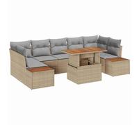 vidaXL Set di Sofà da Giardino 8 Pezzi con Cuscini Beige Polyrattan, Sofà da Giardino a 2 Posti con Ripostiglio e Cuscini Beige Polyrattan