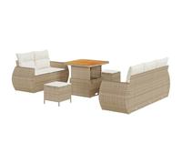 vidaXL Set di divani da Giardino 8 Pezzi con Cuscini Beige in Rattan e Tavolo in Legno per 4 Persone. È Resistente alle intemperie ed è Perfetto per Rendere Eleganti i Tuoi spazi Esterni, Come Balcon