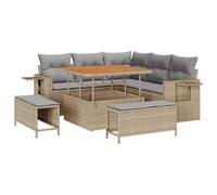 vidaXL Set di Divani da Giardino 8 Pezzi con Cuscini Beige in Rattan Sintetico e Acacia | Mobili da Esterno Comodi e Resistenti, Sedia Lounge Elegante per Un Terrazzo Moderno