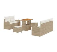 vidaXL Set di divani da Giardino, 8 Pezzi, con Cuscini Beige in Rattan Sintetico e Legno d'acacia. Sedute modulari perfette per Il Tuo Balcone o Patio. Mobili per Una Lounge Moderna sul terrazzo.