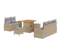 vidaXL Set di divani da Giardino 8 Pezzi con Cuscini Beige in Rattan Sintetico e Legno di Acacia per balconi e arredi all'aperto, Lounge Moderna