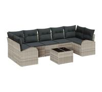 vidaXL Set di divani da Giardino 8 Pezzi con Cuscini Grigi in polirattan. Mobili da Esterno per 5 Adulti, con coperture Rimovibili e Facili da Pulire. Ideali per Lounge, terrazze e pranzi all'aperto.