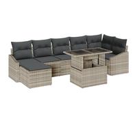 vidaXL Set di Divani da Giardino di 8 Pezzi con Cuscini Grigio Chiaro in Rattan Polietilene per 5 Persone Mobili da Patio Tavolo e Coperture Removibili Divano a Quattro Posti Seduta Sezionale per Rila