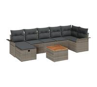 vidaXL Set di Divani da Giardino 8 Pezzi con Cuscini Grigi Polyrattan