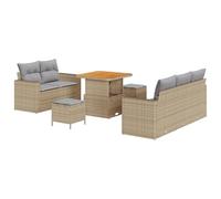 vidaXL Set di divani da Giardino 8 Pezzi con Cuscini Grigio Chiaro, in Rattan Sintetico Beige. Mobili modulari Perfetti per Il Patio e Il Balcone. Collezione terrazza con Disegno Moderno, Ideale per