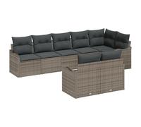 vidaXL Set di Divani da Giardino 8 Pezzi con Cuscini Grigio Polyrattan Design Modulare Spazioso per Riunioni Durevole Design Intrecciato a Mano. Mobili da Patio Sedia Grande
