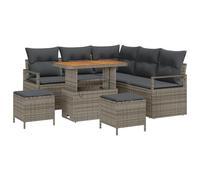 vidaXL Set di Divani da Giardino 8 Pezzi con Cuscini Grigio Rattan Poliestere Spazioso Posto da Seduta Esterno per Relax Altezza Regolabile Include Tavoli di Stoccaggio Patios e Giardini. Mobili da