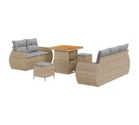 vidaXL Set di Divani da Giardino 8 Pezzi con Cuscini in Rattan Beige e Acacia per Mobili da Esterno in Balcone Patio e Soggiorno Modular Loveseat Couch