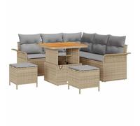 vidaXL Set di divani da Giardino 8 Pezzi con Cuscini in Rattan Beige, Piedi Regolabili, mobili modulari Perfetti per Il terrazzo, Design Moderno, Lounge Grigio Chiaro, ergonomico in Legno di Acacia