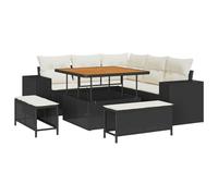 vidaXL Set di divani da Giardino 8 Pezzi con Cuscini in Rattan Nero e Crema, Resistente alle intemperie, con Piedi Regolabili. È Un Arredamento da Esterno Elegante e modulare, Perfetto per pranzi, p
