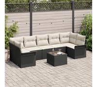 vidaXL Set di Divani da Giardino 8 Pezzi con Cuscini in Rattan Polyrattan Nero