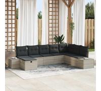vidaXL Set di divani da giardino , 8 pezzi, con cuscini in rattan sintetico grigio chiaro