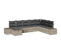 vidaXL Set di divani da Giardino a 8 Pezzi con Cuscini in Rattan polimerico Grigio Chiaro e stoccaggio per posti a Sedere all'aperto angolare, Quattro posti, Divano modulare, mobili da Patio, Sedia a