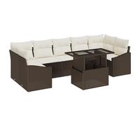vidaXL Set di divani da Giardino Composto da 8 Pezzi con Cuscini in polyrattan Nero, modulari per 7 Persone, mobili da Patio, Divano angolare