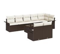 vidaXL Set di Divani da Giardino 8 Pezzi con Cuscini Marrone in Rattan Sintetico, Design Modulare, Resistente alle Intemperie, Ampio Posto a Sedere, Mobili da Esterno per Patio e Terrazza