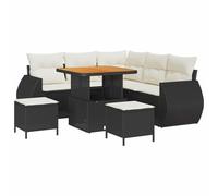 vidaXL Set di Divani da Giardino 8 Pezzi con Cuscini Neri e Crema, Comodo per 5 Persone, Resistente ai Raggi UV, in Rattan e Struttura in Acciaio - Perfetto per Giardino, Terrazza, Lounge, Veranda o