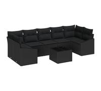 vidaXL Set di divani da Giardino 8 Pezzi con Cuscini Neri in polyrattan. Mobili da Esterno Chic e Comodi per la Tua terrazza, Lounge o Patio.