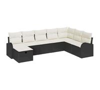 vidaXL Set di divani da Giardino, 8 Pezzi, con Cuscini Neri in Rattan Sintetico. Design modulare, Comodi per 5 Persone. Resistenti alle intemperie e con Piedini Regolabili. Mobili da terrazza Lounge