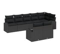 vidaXL Set di 8 divani da giardino con cuscino nero poly rattan posti a sedere per mobili esterni terrazza impermeabile disposizione elegante sezioni modulari chic divano