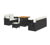 vidaXL Set di divani da Giardino 8 Pezzi con Cuscini Panna Rattan Sintetico Seduta Durevole Esterna modulare per mobili da Balcone Patio Cuscino Lussuoso Nero Elegante Resistente alle intemperie