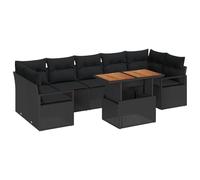 vidaXL Set di divani da Giardino 8 Pezzi con Cuscini | Sedute in Rattan robuste, Design Moderno in Nero, per 6 Persone. Perfetti per Il Patio o Come Arredamento da Pranzo, modulari per Un Comfort Mig