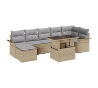 vidaXL Set di Divani da Giardino 8 Pezzi con Storage in Beige e Grigio Chiaro Posti a Sedere Modulabili Cuscini Piedini Regolabili per Mobili da Patio in Polirattan Club
