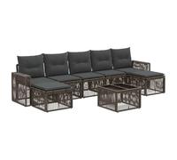 vidaXL Set di divani da giardino, 8 pezzi, grigio e grigio scuro, divano da giardino moderno, resistente alle intemperie, comodo, mobile flessibile per il patio, cuscini in poliestere