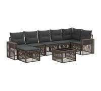 vidaXL Set di divani da giardino, 8 pezzi, grigio e grigio scuro, polyrattan, divano da giardino moderno, resistente alle intemperie, mobili componibili, rattan sintetico, comodi cuscini per esterni