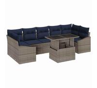 vidaXL Set di divani da giardino, 8 pezzi, grigio polyrattan, set di divani modulari in rattan, mobili da giardino, design leggero, resistente al sole con scomparti