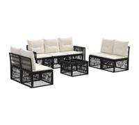 vidaXL Set di divani da giardino, 8 pezzi, nero e bianco crema, divano da esterno, design modulare, in rattan resistente alle intemperie, set da giardino per rilassarsi in terrazza e patio