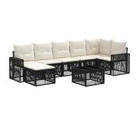 vidaXL Set di divani da giardino, 8 pezzi, nero e bianco crema, divano moderno per giardino, mobile modulare resistente alle intemperie, rattan sintetico, cuscini in schiuma, lounge all'aperto
