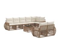vidaXL Set di divani da giardino, 9 pezzi, beige e bianco crema, divano modulare moderno per esterni, mobili da giardino resistenti alle intemperie, seduta regolabile, comodo e morbido