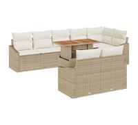 vidaXL Set di divani da Giardino 9 Pezzi Beige, in Rattan e Poliestere. Include Cuscini e ha Un Design modulare. Ha Anche Sacchetti di stoccaggio incorporati, Perfetto per Il Balcone o Il Patio. IDE