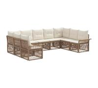vidaXL Set di divani da giardino, 9 pezzi, beige, in rattan sintetico, divano da giardino, design modulare, resistente alle intemperie, sedute all'aperto, lounge per spazi esterni